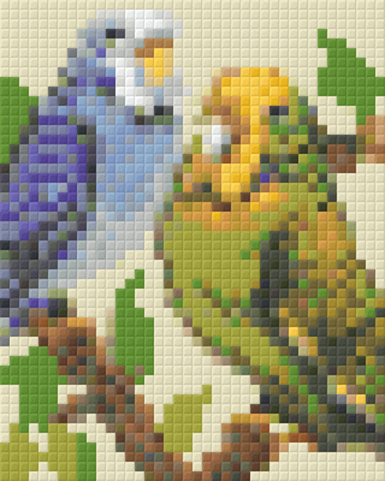 Budgie Pair One [1] Baseplate PixelHobby Mini-mosaic Art Kit